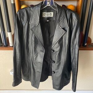 Vintage real leather button down blazer